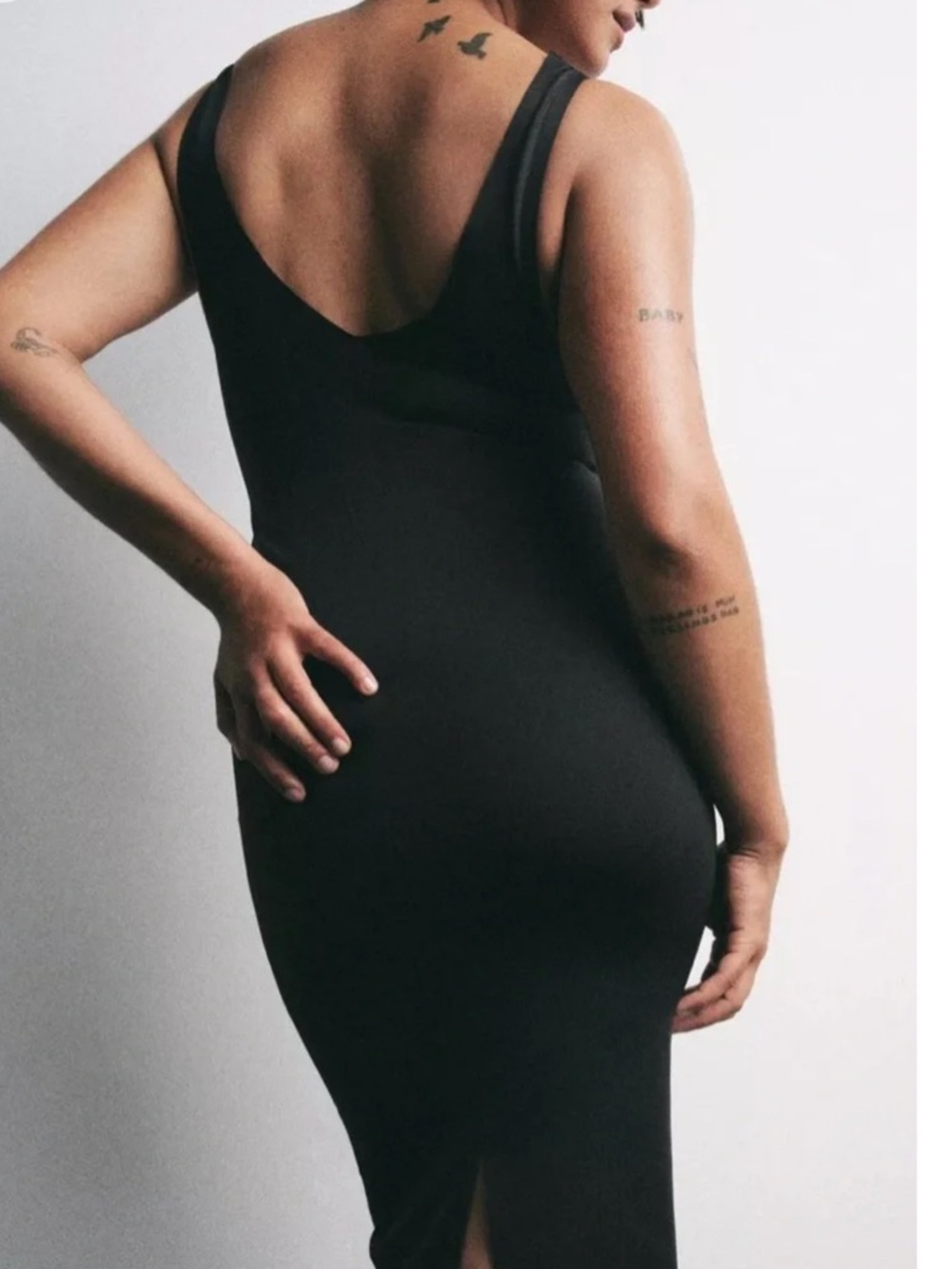 NWT Zara Black Lace V-Neck Slip Midi Dress Fitted Silhouette Sz M - Picture 13 of 16